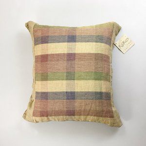 THE KOKO COMPANY Plaid Woven Decorative Pillow 22x22 NWD $105 Down Insert Boho